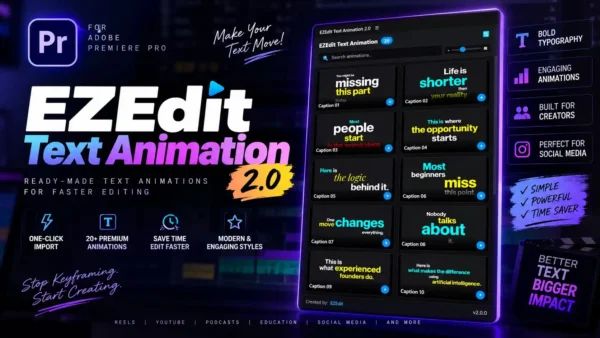 EZEdit Text Animation 2.0 – Premium Text Animation Plugin for Premiere Pro